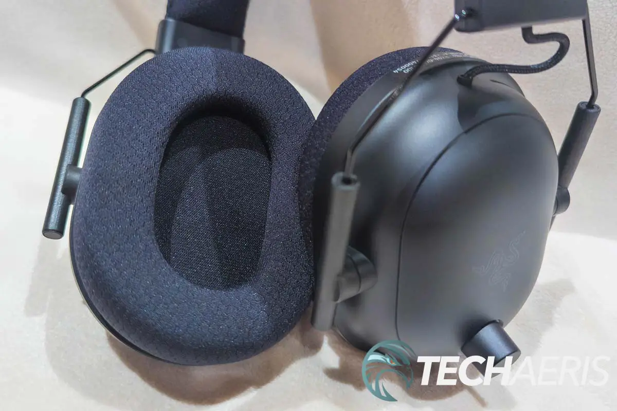 The earpads on the Razer BlackShark V2 Pro wireless gaming headset