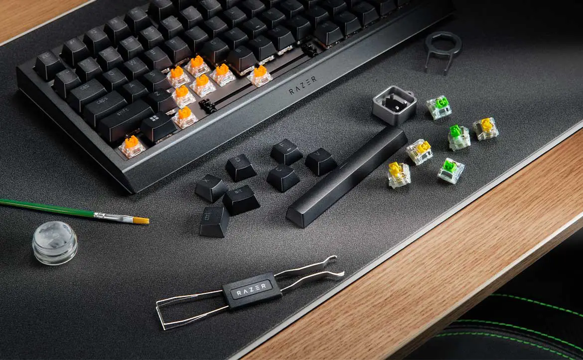 The Razer BlackWidow V4 75% mechanical gaming keyboard with hot-swappable switches