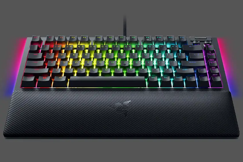 The Razer BlackWidow V4 75% mechanical gaming keyboard with hot-swappable switches