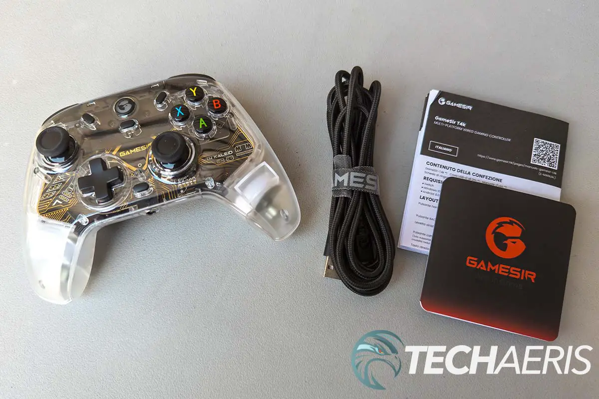 What's included with the GameSir T4 Kaleid wired game controller