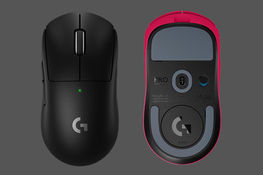 Top and bottom view of the Logitech G PRO X SUPERLIGHT 2 Gaming Mouse