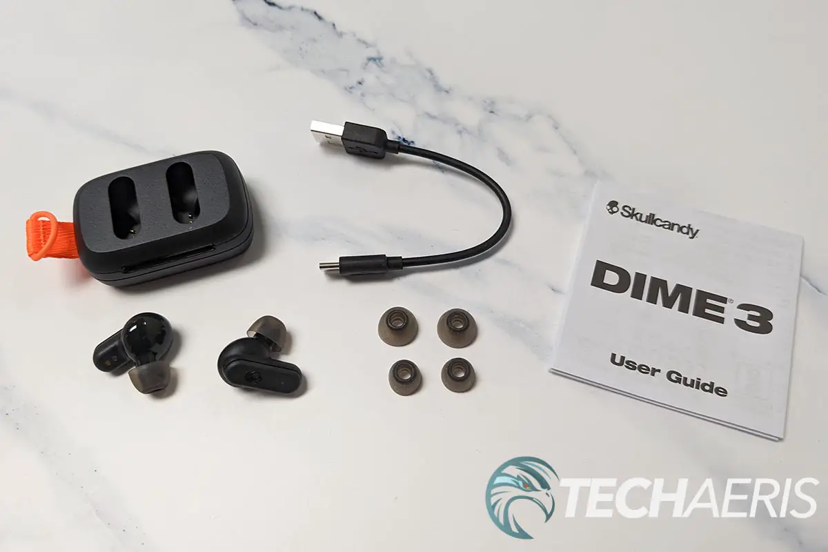 What's included with the Skullcandy Dime 3 true wireless earbuds