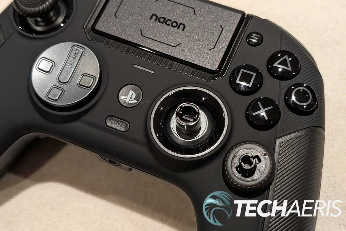 The joystick heads are swappable on the NACON REVOLUTION 5 PRO PS5 game controller