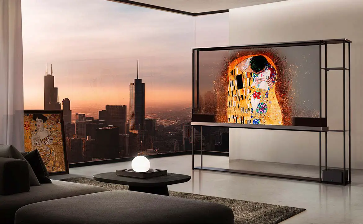 The LG SIGNATURE OLED T wireless transparent OLED TV