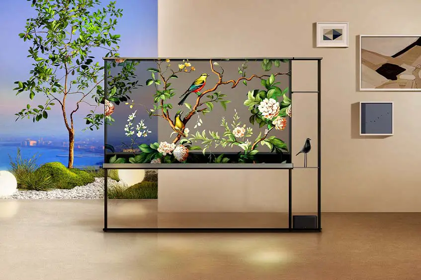 The LG SIGNATURE OLED T wireless transparent OLED TV