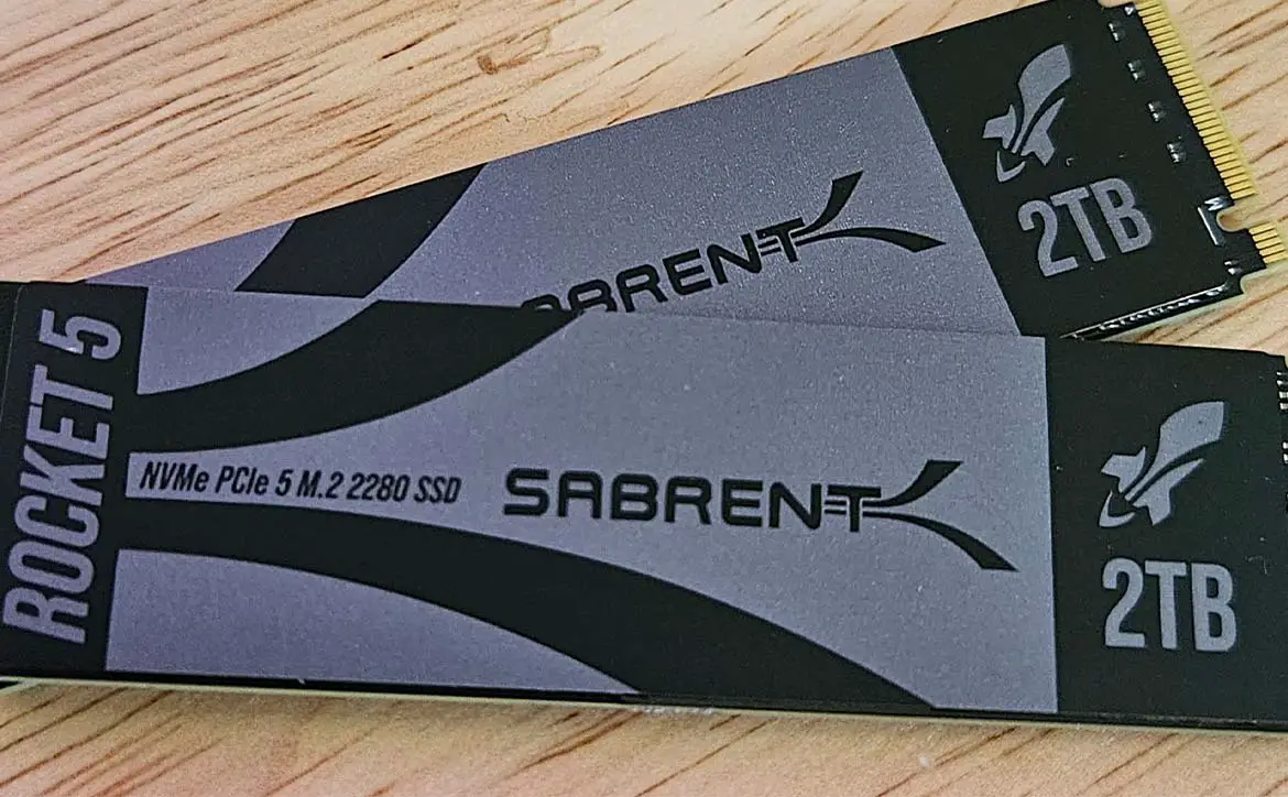 The Sabrent Rocket 5 Gen 5 NVMe SSD