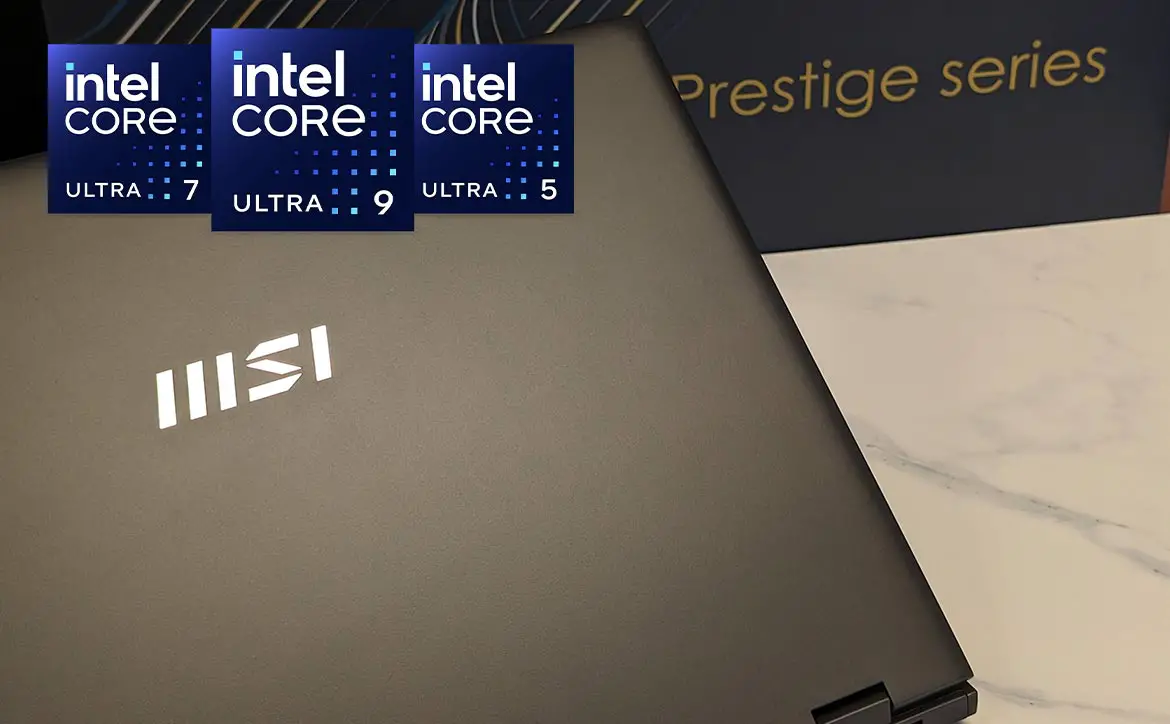 The MSI Prestige 16 AI Evo business laptop powered by Intel Core Ultra processors