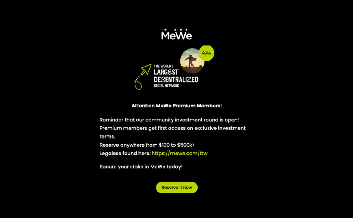 MeWe opens up a campaign for investment into its platform