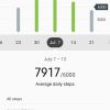 Step tracking trends (weeks) screen of the Samsung Health Android app