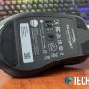 The bottom of the HyperX Pulsefire Dart wireless gaming mouse