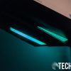 The lighting under the bottom of the Samsung Odyssey G7 curved gaming monitor