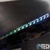 Detail of the RGB LED lights on the back of the MSI Optix MAG272CQR curved gaming monitor