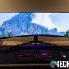 The display on the Samsung Odyssey G9 49" Gaming Monitor is great, immersive, and hard to capture in pictures.