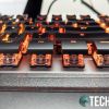 The keycaps on the ROCCAT Vulcan 120 AIMO mechanical gaming keyboard are slim