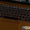 The backlit keyboard on the HP EliteBook 840 G7 laptop