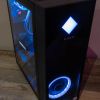 The HP OMEN 30L gaming desktop with RGB lighting turned on