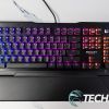 The ROCCAT Vulcan Pro optical gaming keyboard with RGB lighting on