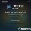 Immerse Gaming | HIVE screenshot: creating spatial audio profile screen