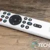 The Android TV remote included with the BenQ V7050i 4K UST laser TV projector