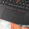 The trackpad and fingerprint scanner on the Lenovo ThinkPad X1 Nano business laptop