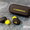 The LinearFlux HyperSonic DX earbuds with included charging case