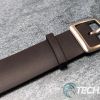 The stainless steel buckle on the Withings ScanWatch hybrid fitness smartwatch