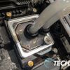 The liquid cooling attached to the AMD Ryzen CPU inside the CLX RA gaming desktop