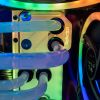 The liquid cooling attached to coolant reservoir inside the CLX RA gaming desktop