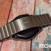The underside of the Huawei Watch GT 3 Elite Edition stainless steel band