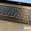 The backlit keyboard on the Acer TravelMate Spin P4 2-in-1 convertible laptop