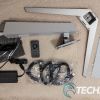 The parts included with the BenQ MOBIUZ EX3210U 4K IPS gaming monitor