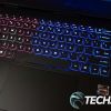 The keyboard on the HP OMEN 16 (AMD) gaming laptop with RGB LEDs on