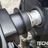 Detail view of the Logitech G PRO Racing Rim detached from the Wheel Base using the quick release system