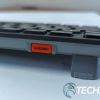 The USB dongle storage slot on the back of the Cherry KW 9200 Mini Wireless Keyboard