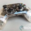 The 3.5mm audio jack on the front edge of the GameSir T4 Kaleid wired game controller