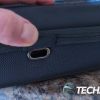 The USB charging hole on the front of the carry case included with the Lenovo Legion Go