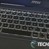 The backlit keyboard on the MSI Prestige 16 AI Evo business laptop